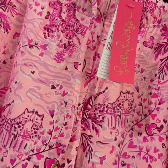 LILLY PULITZER EMORA KNIT PANT PINK BLOSSOM WILD ABOUT YOU NWT $118 Size L
